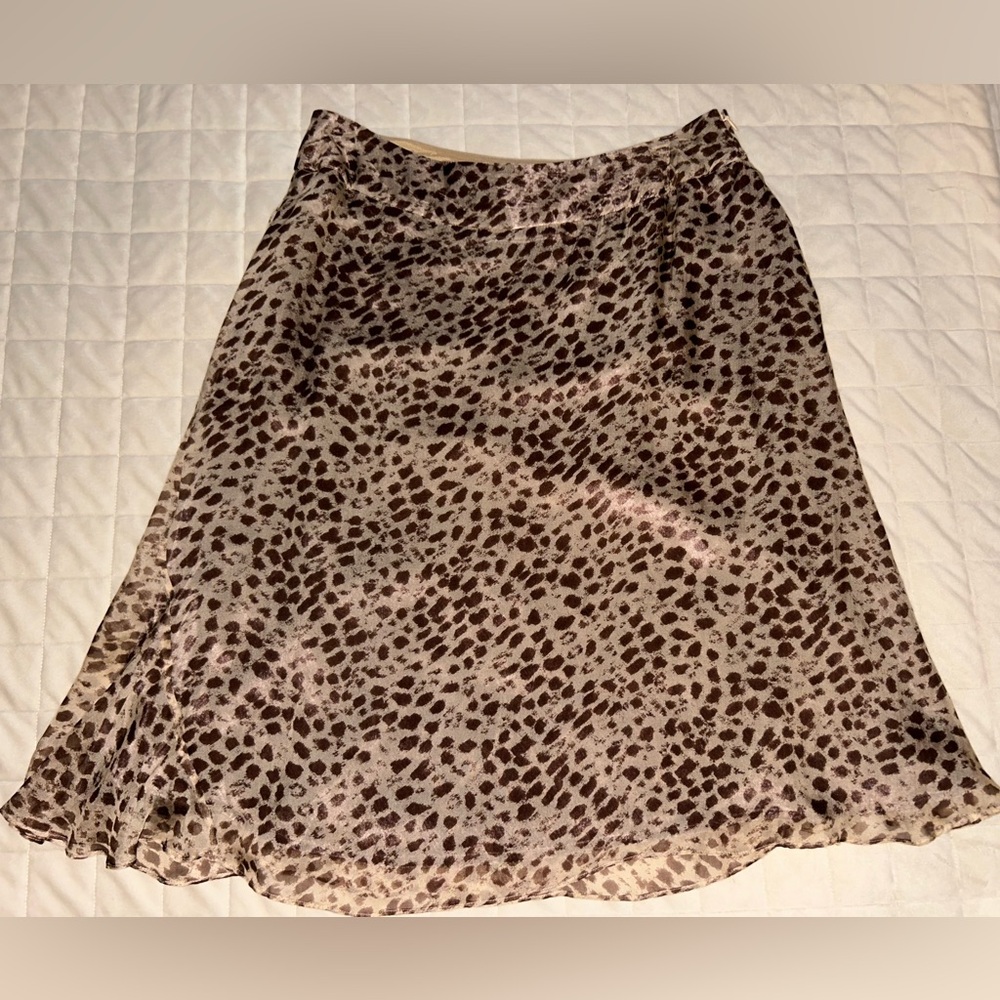 WinterSilks Skirt Womens Size 10 Vintage Pure Silk Animal Print Velvet Lined